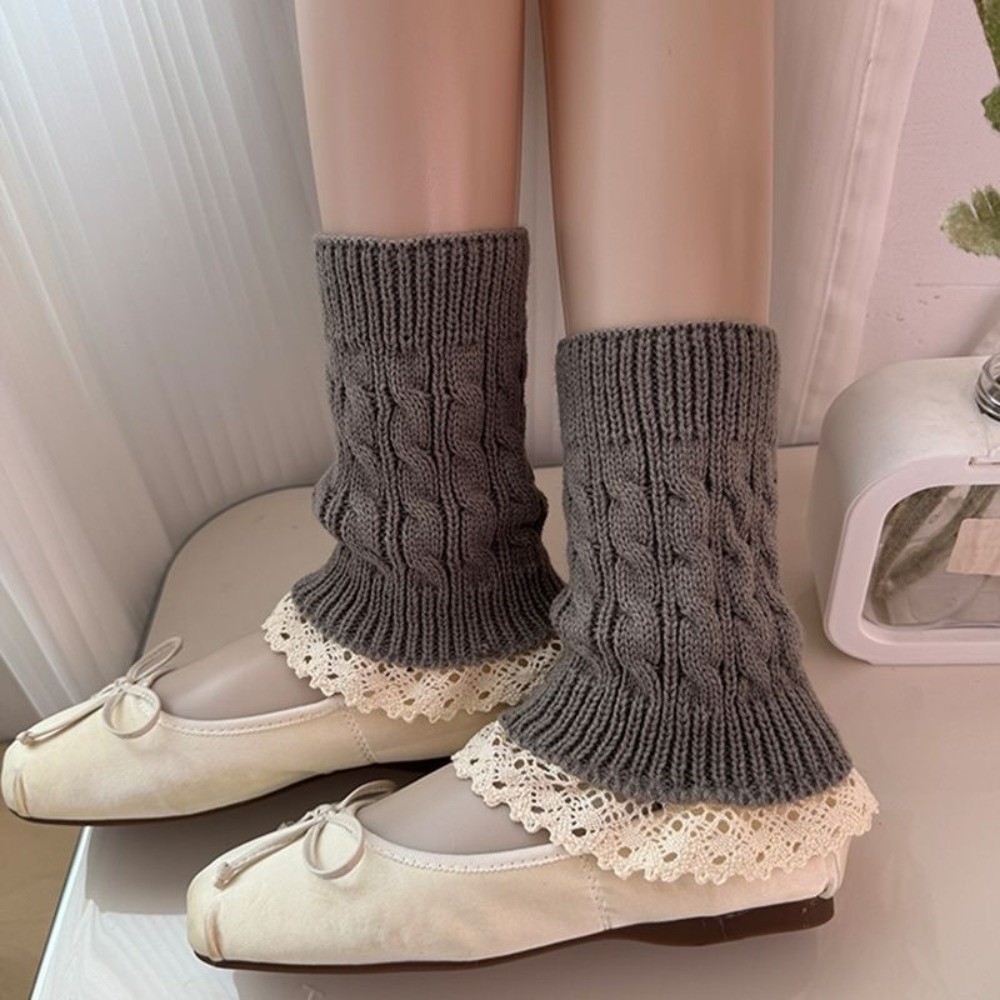 Vintage Lace Ruffle Hem Knit L - Boot Sock Slouchy review and price