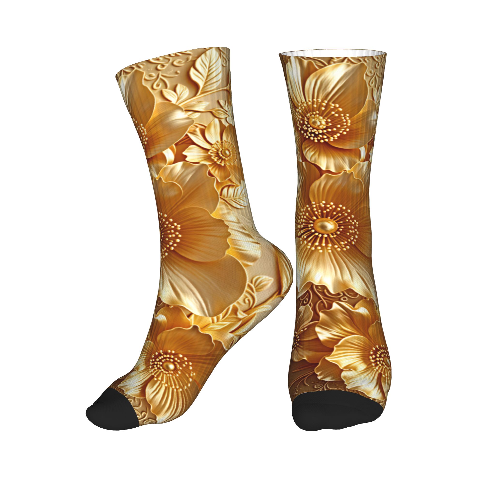 3D Embossed Golden Floral Seam - Dress Sock Men review and price