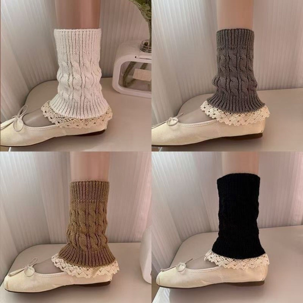 Vintage Lace Ruffle Hem Knit L - Boot Sock Slouchy review and price