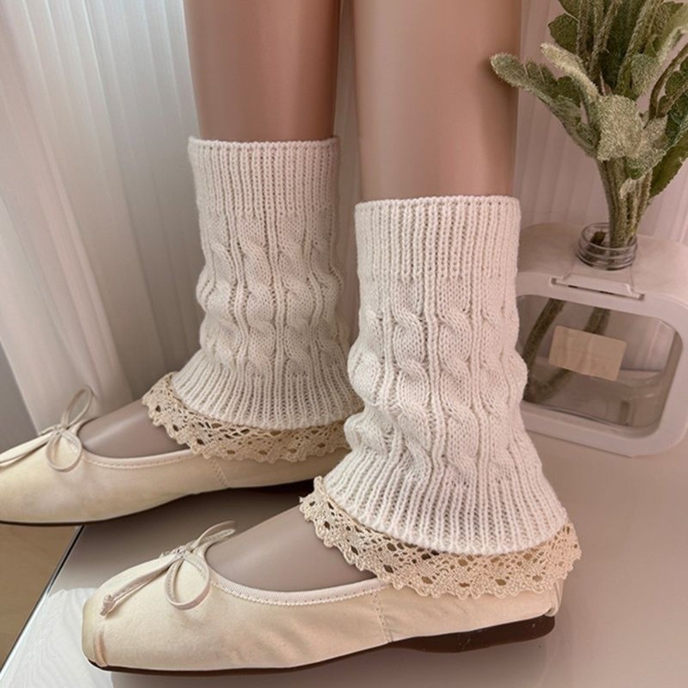 Vintage Lace Ruffle Hem Knit L - Boot Sock Slouchy review and price